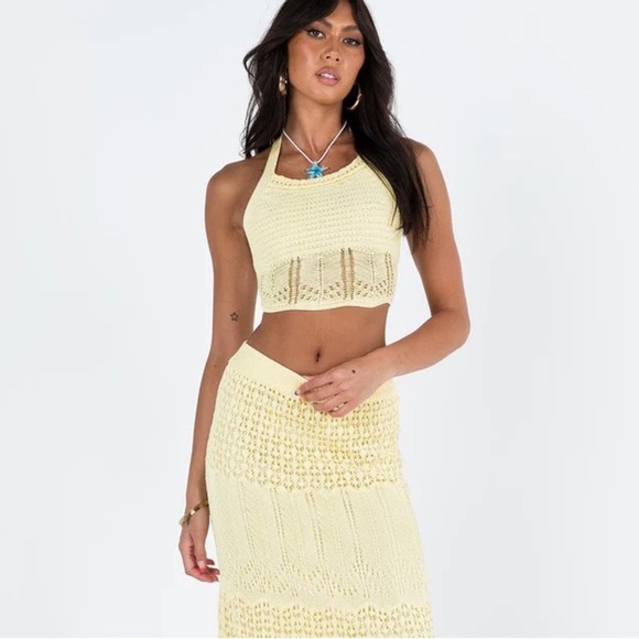 NWT Princess Polly Cropped crochet knit yellow top - Picture 14 of 14